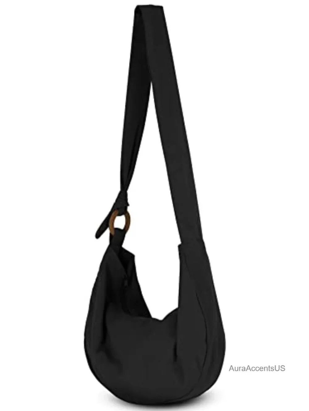 Handmade Cotton Boho Hobo Crossbody Bag with Wooden Ring